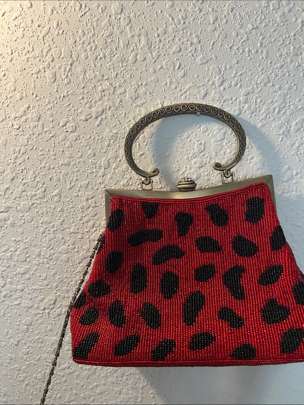 Beaded Red and Black purse Holiday, Whimsigoth